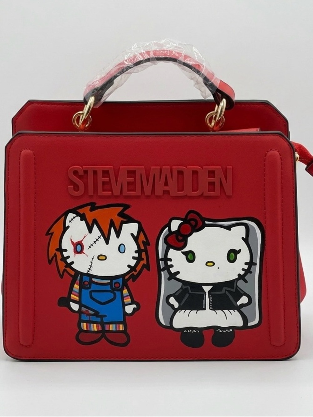 Custom Hand-Painted Hello Kitty Chucky Satchel Crossbody + Coin Purse NWT